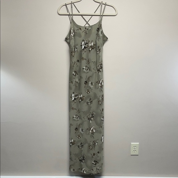 DBY Ltd Vintage 90’s Floral Slip Maxi Dress Spaghetti Strap Lace Up Back - Picture 1 of 14